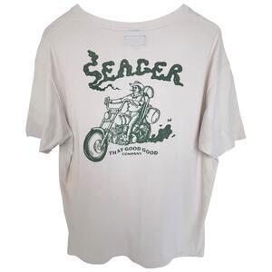 Seager That Good Good Company Motorcycle Graphic T Shirt Mens XL Beige